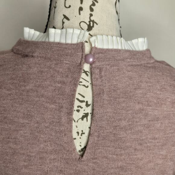 MILANO Womens Rose Pink Longsleeve Blousey Sweater Keyhole Back Closure Size M - Picture 5 of 8